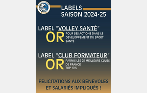 Deux nouveaux labels pour le VVS, niveau &quot;OR&quot; 2025 : club formateur &amp; volley santé